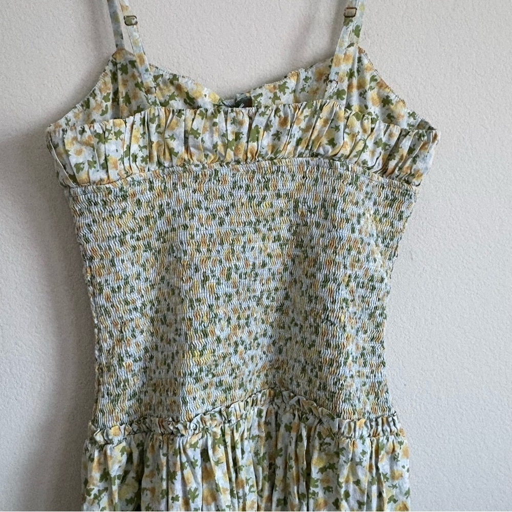 Free People Midi Floral Dress Baby Blue, Green and Yellow- size M - Picture 12 of 15